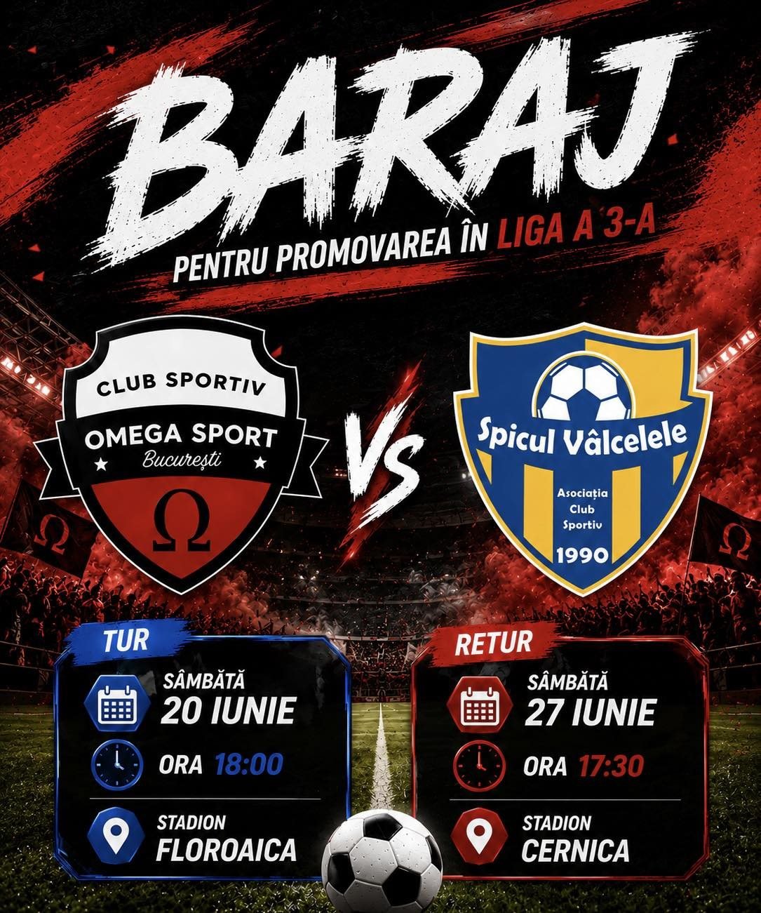 Posterul barajului de promovare cu ACS Spicul Vâlcelele